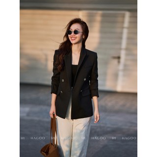 Blazer suông hai hàng khuy phong cách công sở thanh lịch sang trọng [B8075]