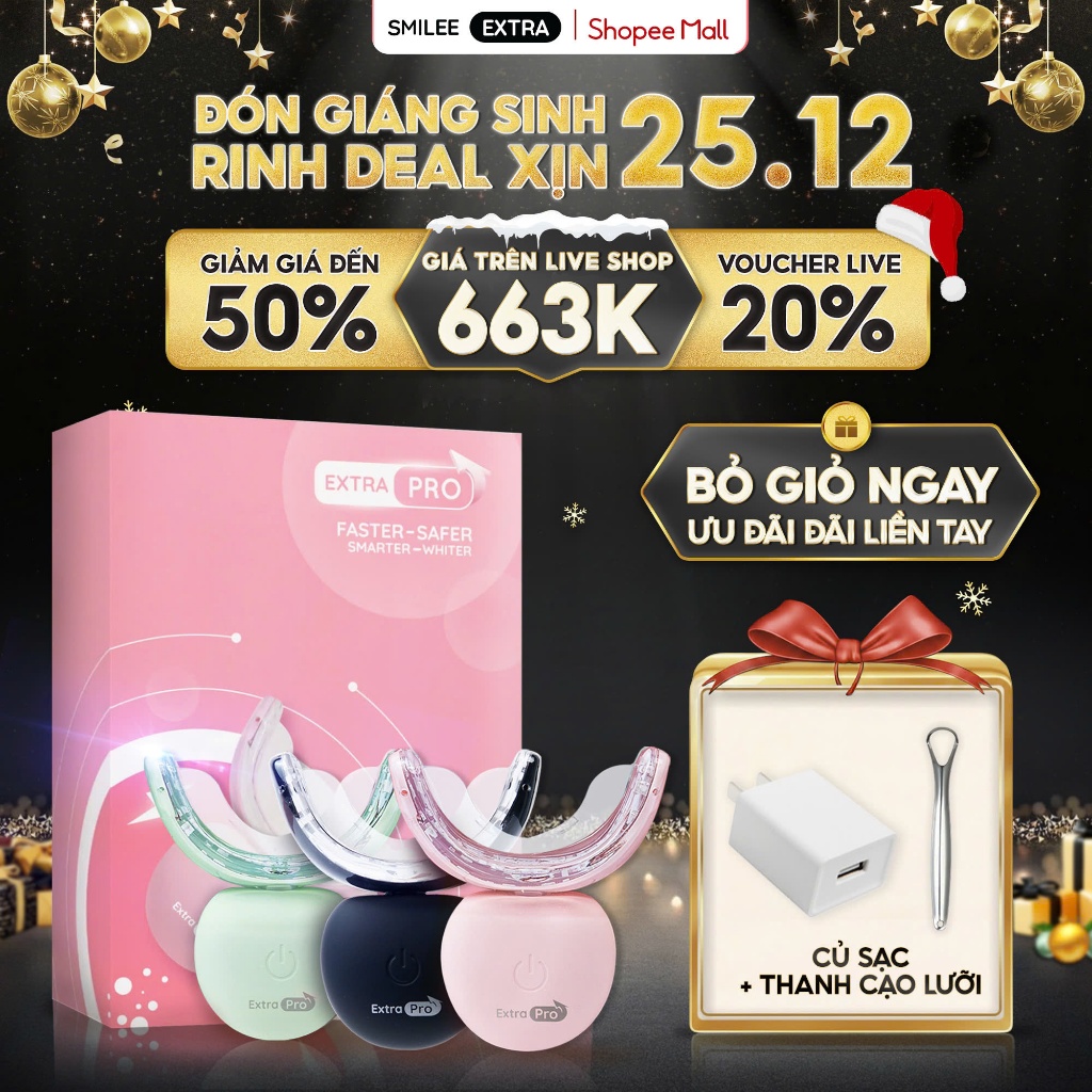 [GIÁ 631K LIVE ECOGO] Trắng răng Smilee Extra Pro, bộ Kit làm trắng ...