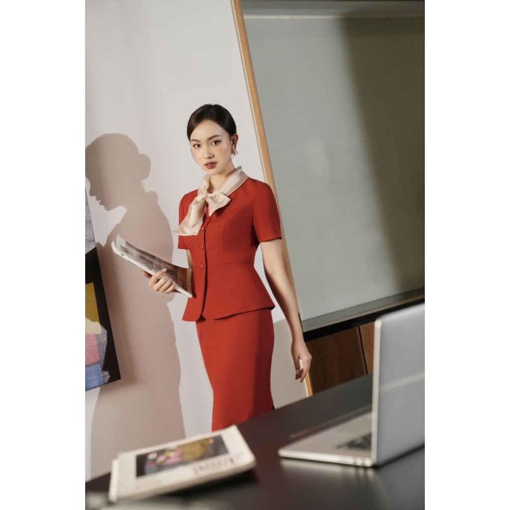 Chân váy ôm ELLA DORA dáng bút chì thanh lịch hiện đại phong cách công sở  màu DỎ GẠCH [CV50]