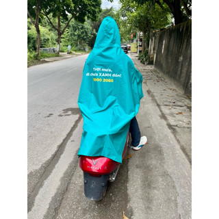 Áo mưa Xanh SM chuẩn hãng cho tài xế xe điện, áo mưa Green SM,  màu xanh dương nhạt. XanhSM raincoat for bike deiver