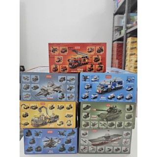 Mô hình đồ chơi lắp ráp 10in1 mini 3D các hình động vật,xe cứu hỏa,xe tăng,xe cảnh sát,tàu thủy,máy bay HT Toys