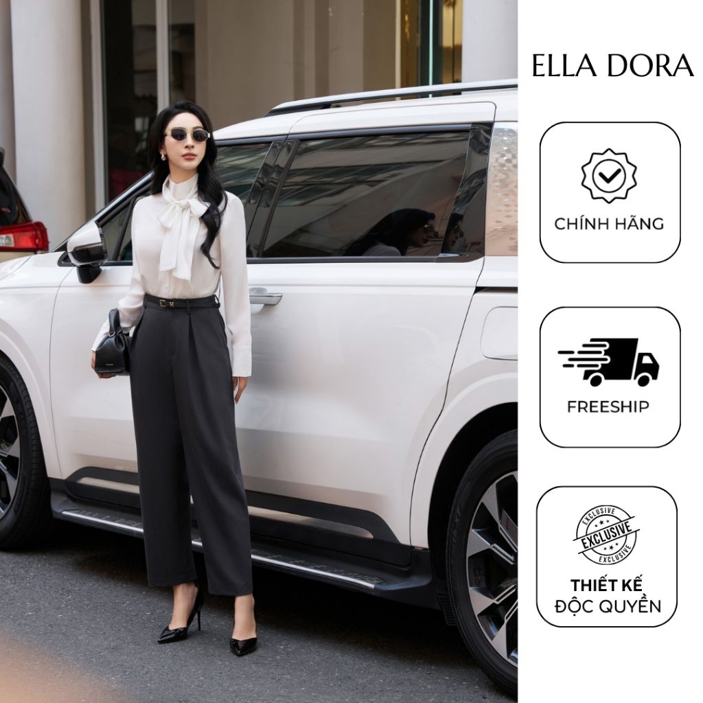 Quần âu nữ ELLA DORA dáng baggy form gọn thanh lịch dễ phối công sở màu xám đậm [Q31]