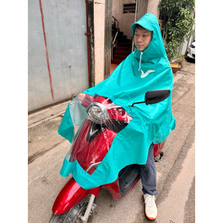 Áo mưa Xanh SM chuẩn hãng cho tài xế xe điện, áo mưa Green SM,  màu xanh dương nhạt. XanhSM raincoat for bike deiver