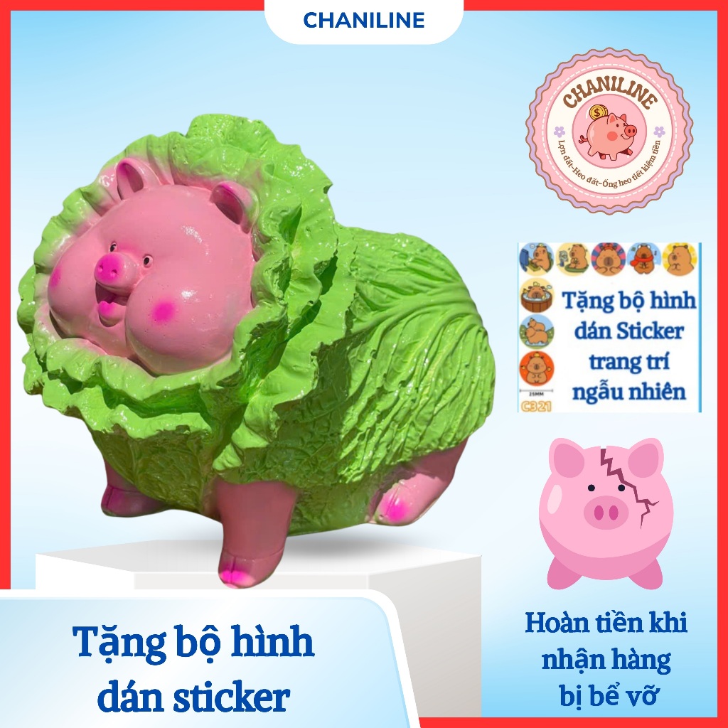 Heo Đất Lợn Đất Heo Bắp Cải đáng yêu cute , Ống heo tiết kiệm Trang Trí, Quà Tặng