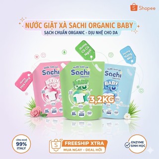 ​Nước Giặt Xả Sachi 3,2kg Chính Hãng - Nước Giặt Sinh Học Enzyme Thơm Lâu, Kháng Khuẩn, An Toàn