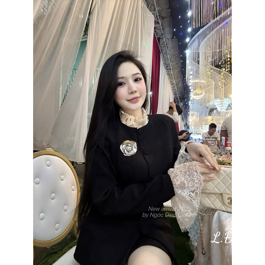 Sét vest chân váy dáng A phối ren   Basic mặc đi chơi đi tiệc xinh   SM