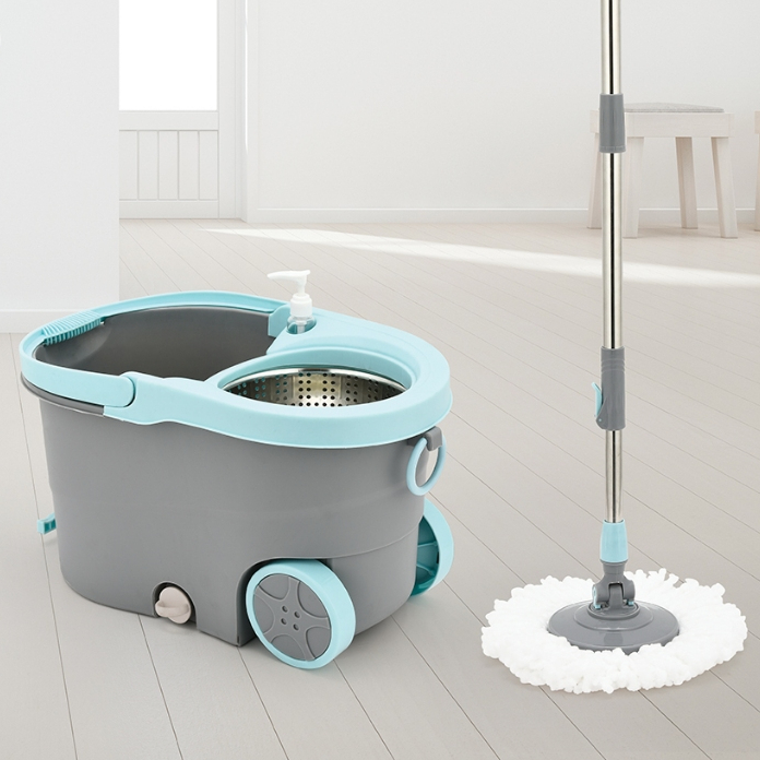 Combo Chổi Lau Nhà + Xô Kéo Có Cơ Chế Vắt Ly Tâm Cao Cấp Chính Hãng Việt Nhật ( mã 9556)