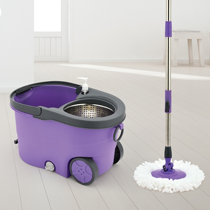 Combo Chổi Lau Nhà + Xô Kéo Có Cơ Chế Vắt Ly Tâm Cao Cấp Chính Hãng Việt Nhật ( mã 9556)