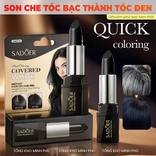 Son Nhuộm Tóc Bạc Thành Đen, Che Phủ Tóc Bạc Tạm Thời 2 Màu Đen Và Nâu Đen Hair Stick
