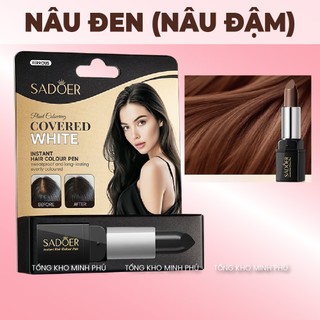 Son Nhuộm Tóc Bạc Thành Đen, Che Phủ Tóc Bạc Tạm Thời 2 Màu Đen Và Nâu Đen Hair Stick
