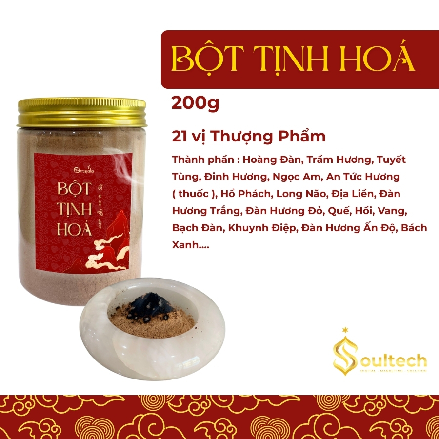 Bột Tịnh Hoá 21 vị thảo dược thượng phẩm - bột xông nhà, thanh tẩy năng lượng hỗ trợ thiền định giúp ngủ ngon