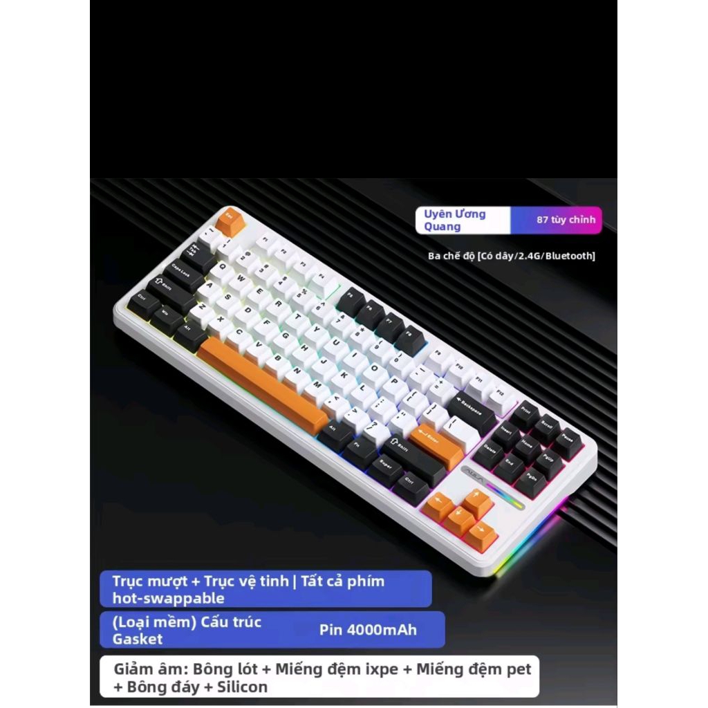 bàn phím cơ không dây Aula F87 3 mode kết nối led RGB | BigBuy360 - bigbuy360.vn