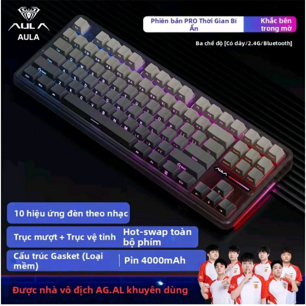 bàn phím cơ không dây Aula F87 3 mode kết nối led RGB | BigBuy360 - bigbuy360.vn