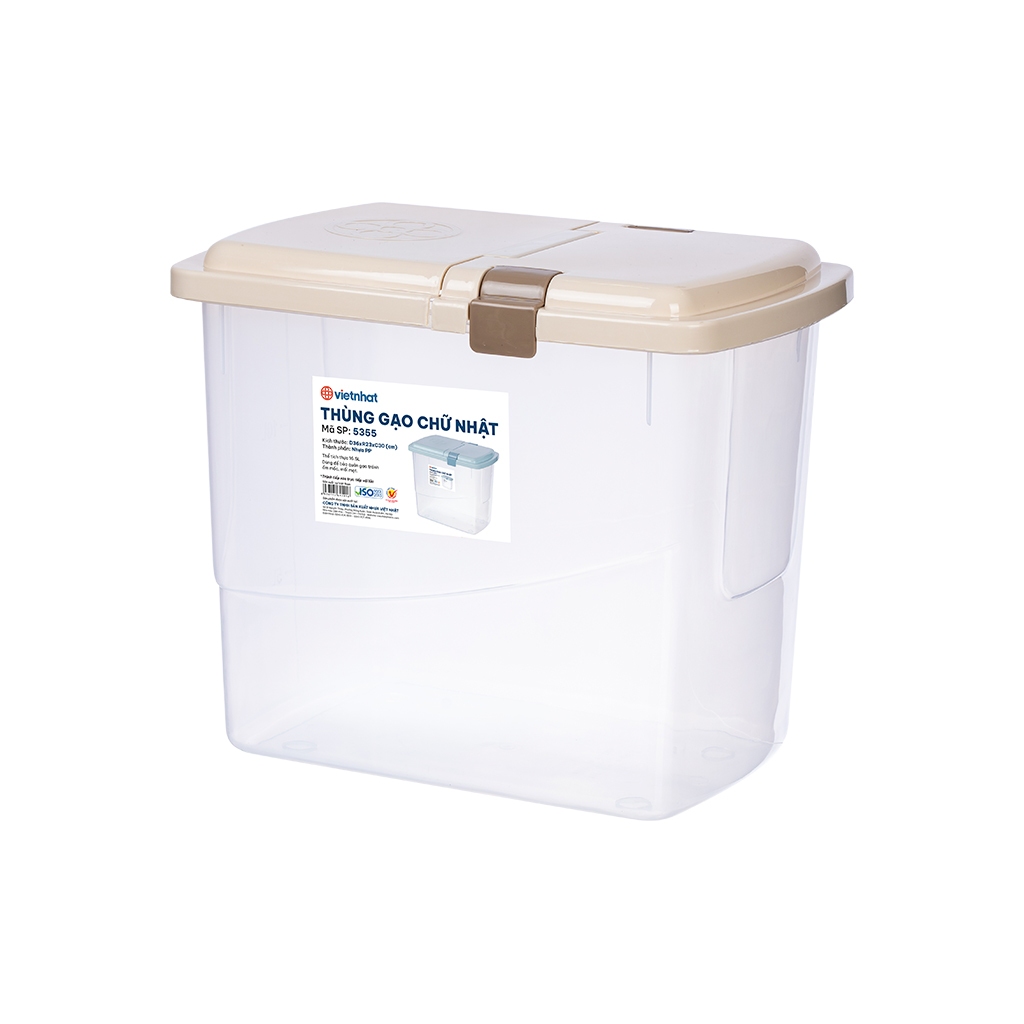 Thùng Gạo 15kg Kèm Ca Đong Định Mức Chống Ẩm Mốc Và Cồn Trùng Gây Hại Chính Hãng Việt Nhật (mã 5355)