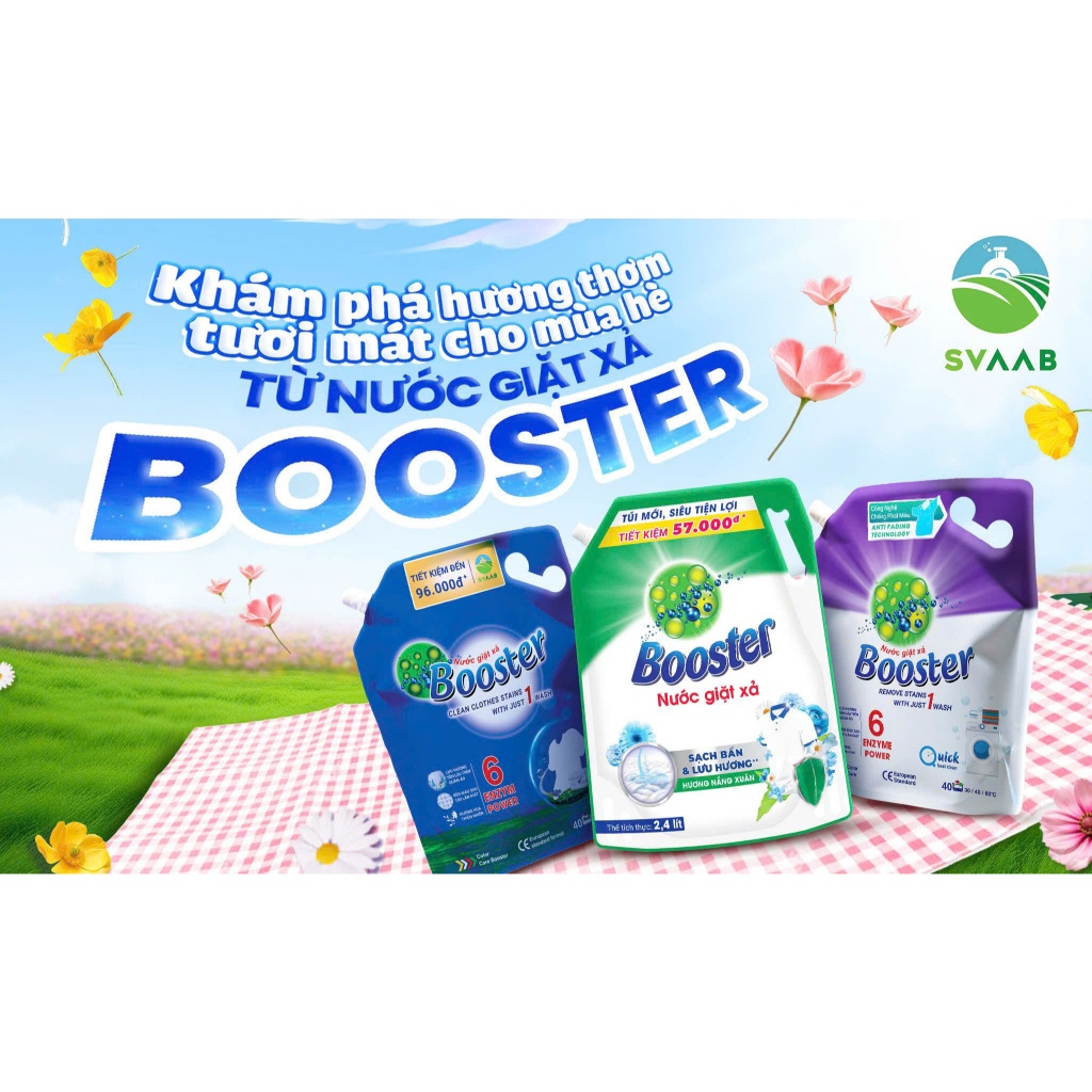 Thùng/ combo 4 túi Nước giặt xả Booster hương nắng mai - HÀNG CHÍNH HÃNG VN