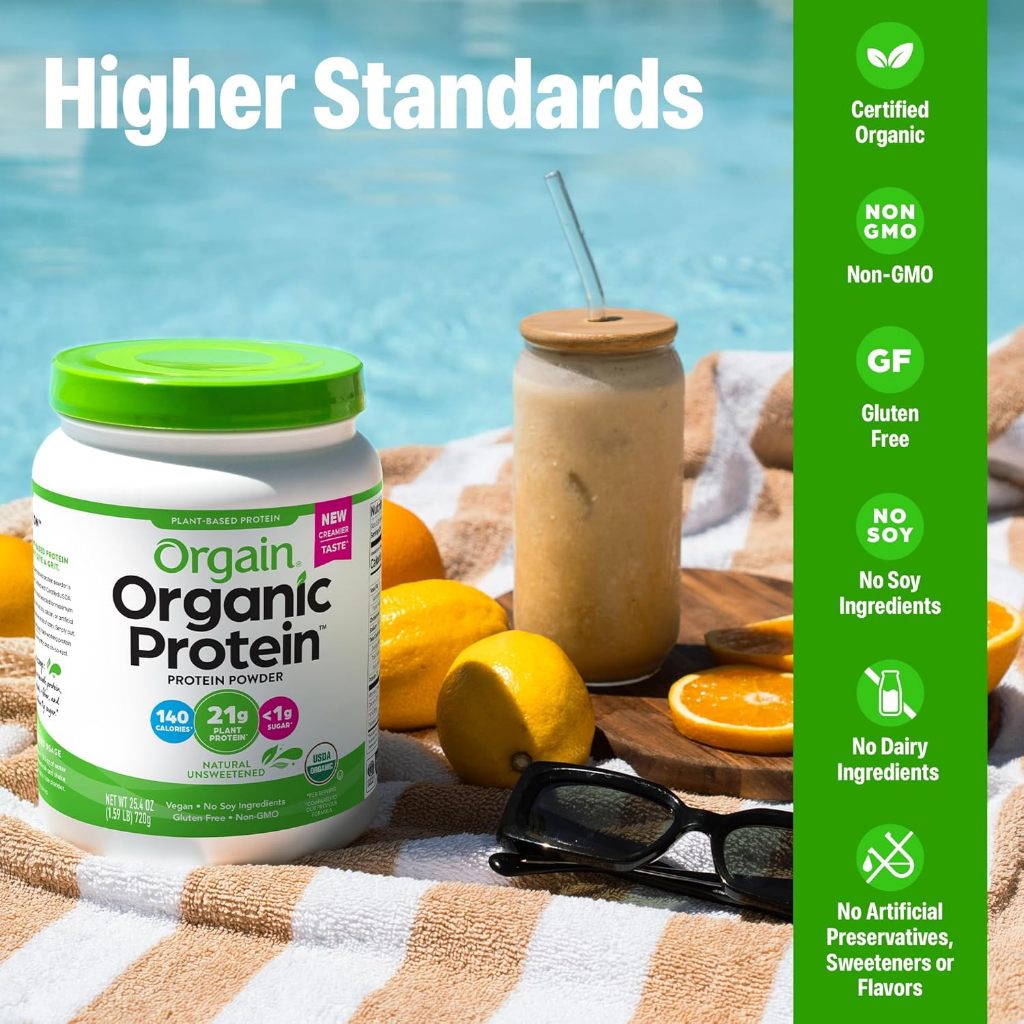 Bột protein không ngọt - đạm thực vật hữu cơ Orgain Organic Protein 720g