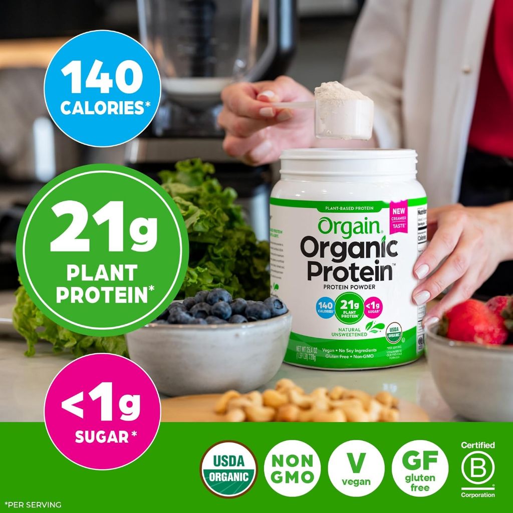 Bột protein không ngọt - đạm thực vật hữu cơ Orgain Organic Protein 720g