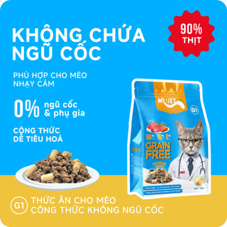 Thức Ăn Cho Mèo MRVET Dạng Hạt G1 Combo 3 Gói 1Kg Không Chứa Ngũ Cốc Cải Thiện Tiêu Hoá Mix Topping