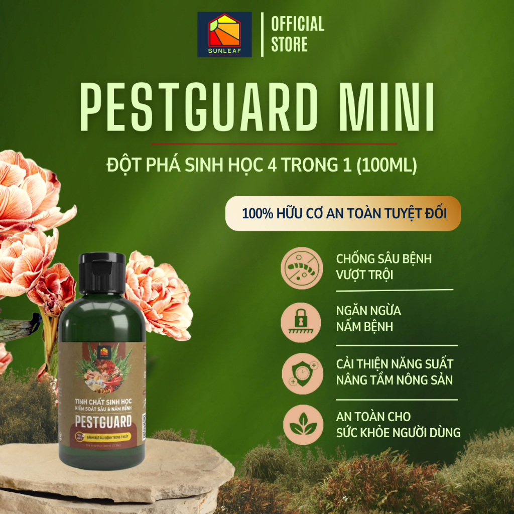 Phòng Rệp Sáp Bọ Trĩ Nhện Đỏ & Dưỡng Rau Dưỡng Lá | 100% Hữu Cơ | Rau, Phong Lan, Hoa Hồng | SUNLEAF