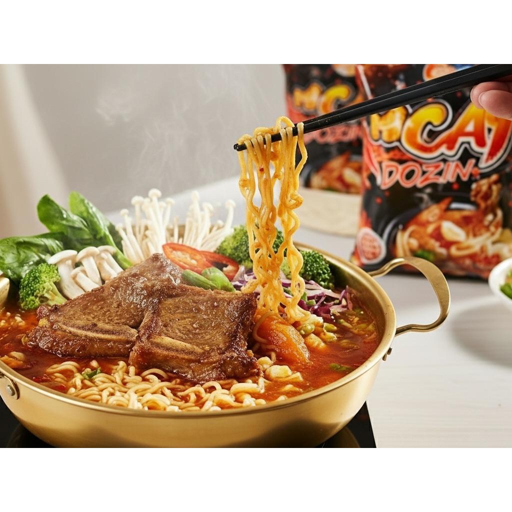 Combo 5 Gói Mì Cay DOZIN Siêu Hot - Sợi Mì Dai Ngon Chuẩn Vị - Thử Thách Vị Giác Cực Đã