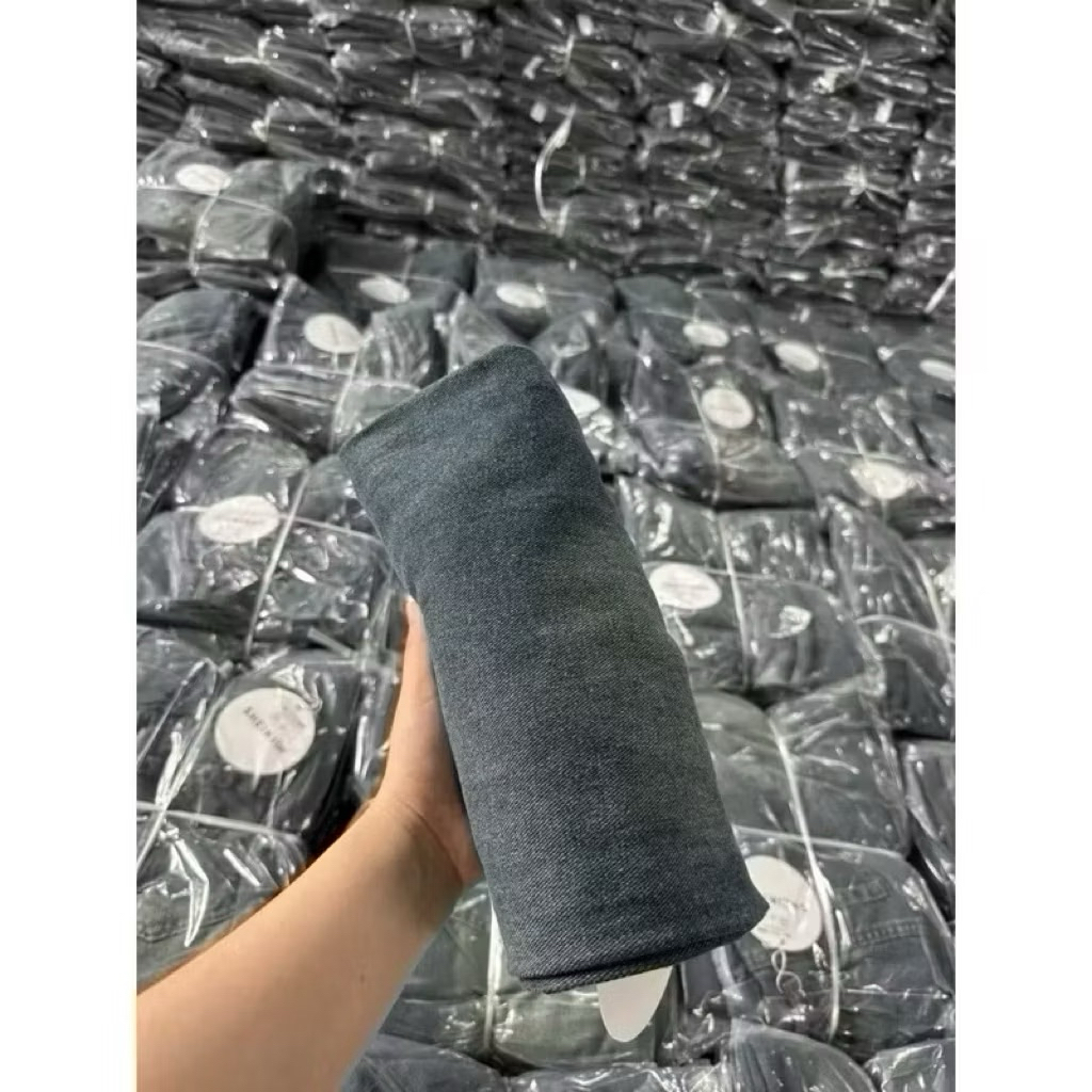 Quần bò jeans nữ dáng suông dài 98cm cạp cao #3837