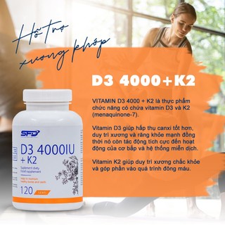 Viên uống bổ sung Vitamin D3 4000+K2 - Hộp 120 viên - SFD Nutrition