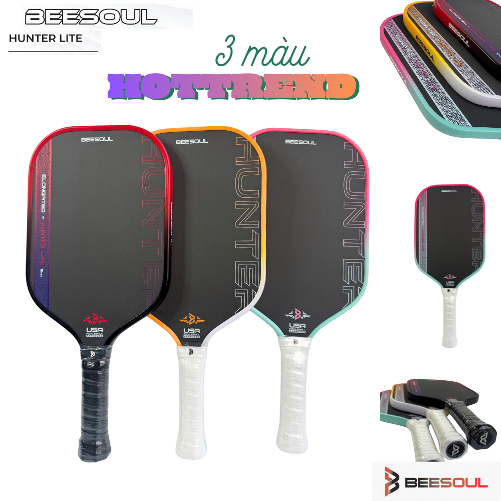 Vợt pickleball Beesoul Hunter Lite 16mm công thủ toàn diện 3 màu công nghệ tối ưu 228gam 01022