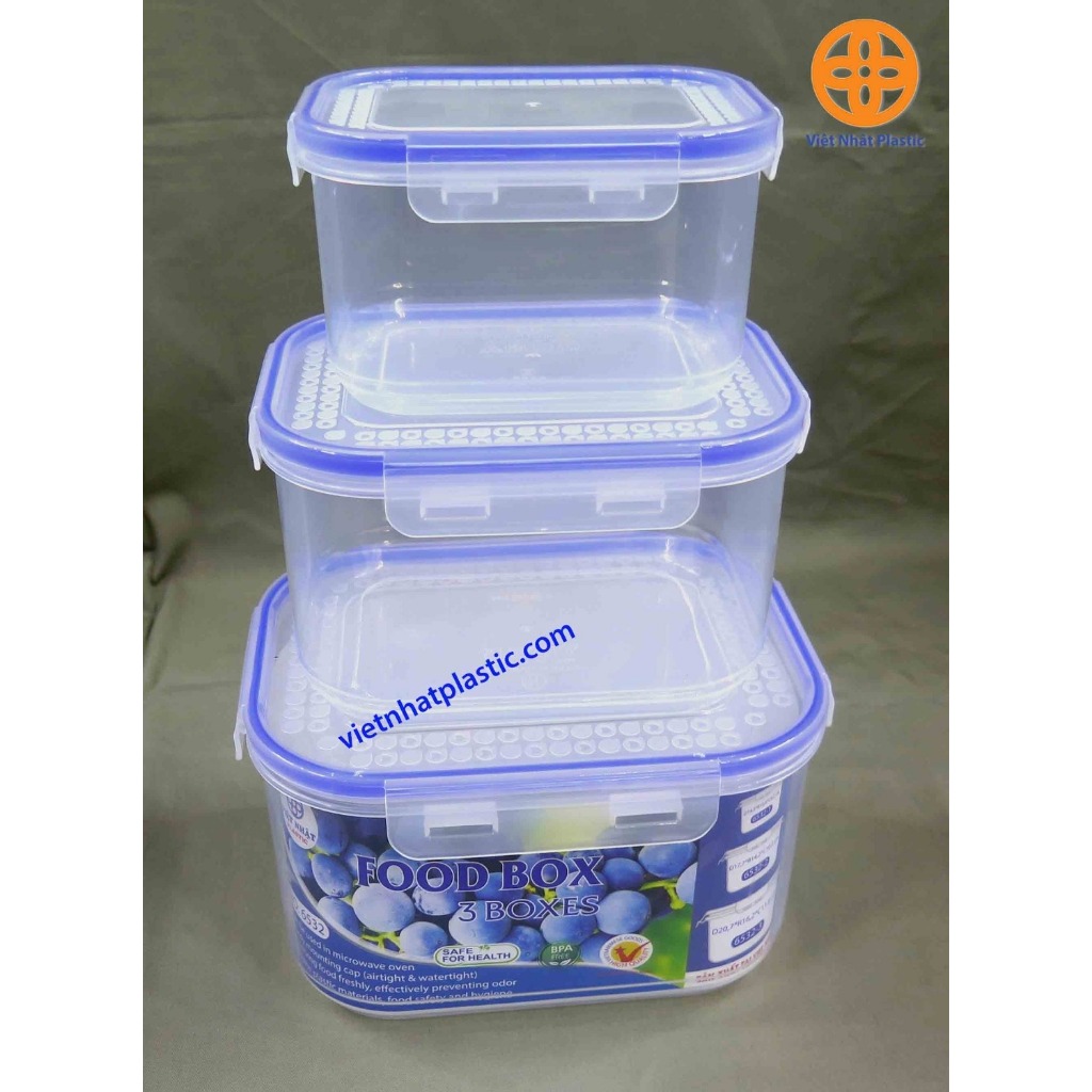 Bộ 3 Hộp Đựng Thực Phẩm Nhựa PP Nguyên Sinh An Toàn Bảo Vệ Sức Khỏe Chính Hãng VIỆT NHẬT (Mã 6532)