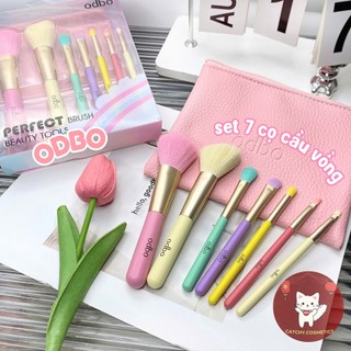 [ODBO] Set 7 Cọ Trang Điểm ODBO Cầu Vồng Kèm Túi Da, Perfect Brush Beauty Tools (OD8-193)