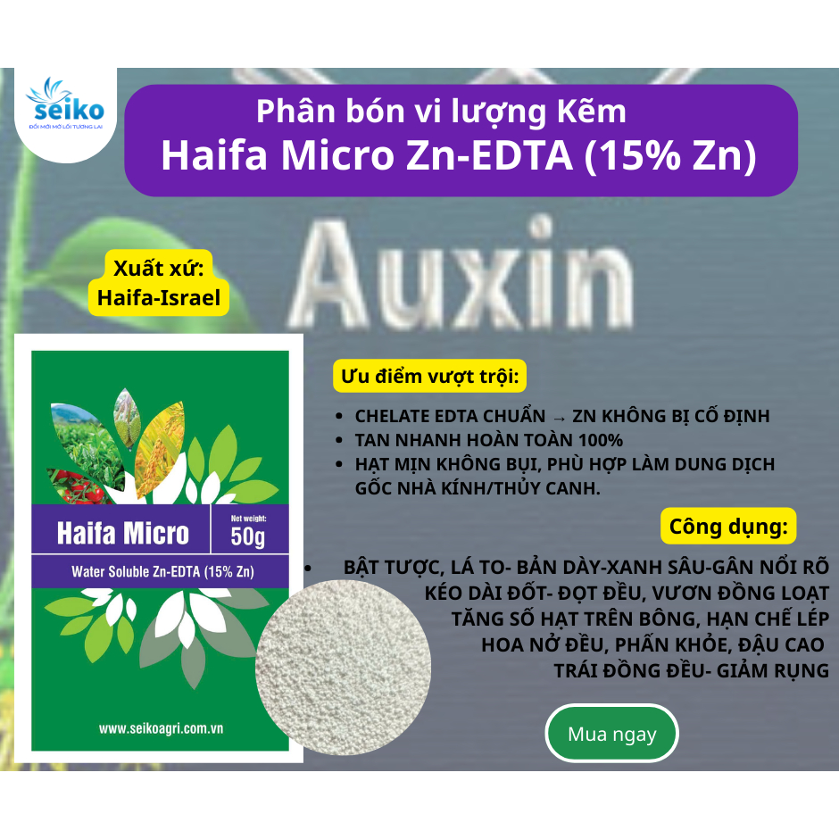 Phân bón vi lượng Kẽm Haifa Micro Zn-EDTA (15% Zn) 50gr