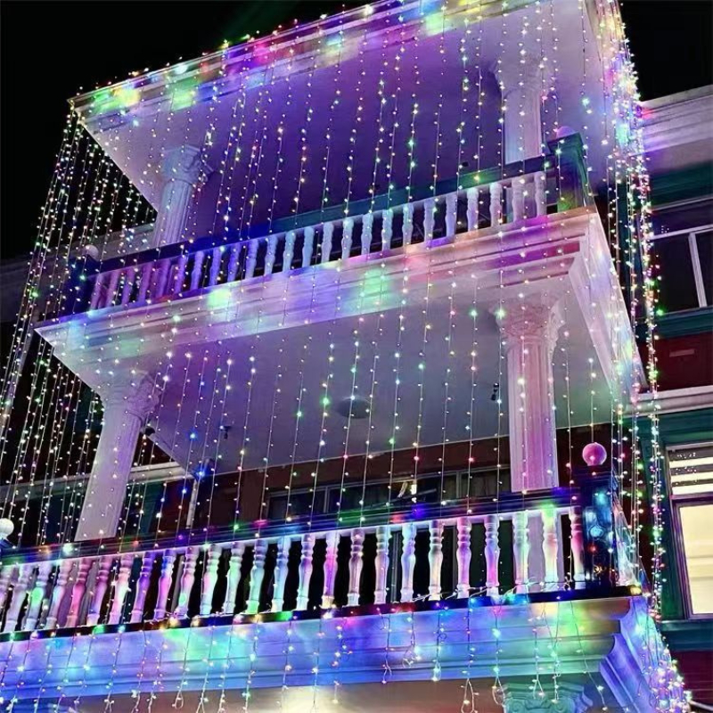 Dây đèn led chớp nháy 600 bóng nhiều màu đèn led trang trí tết nguyên đán trang trí cây đào mai