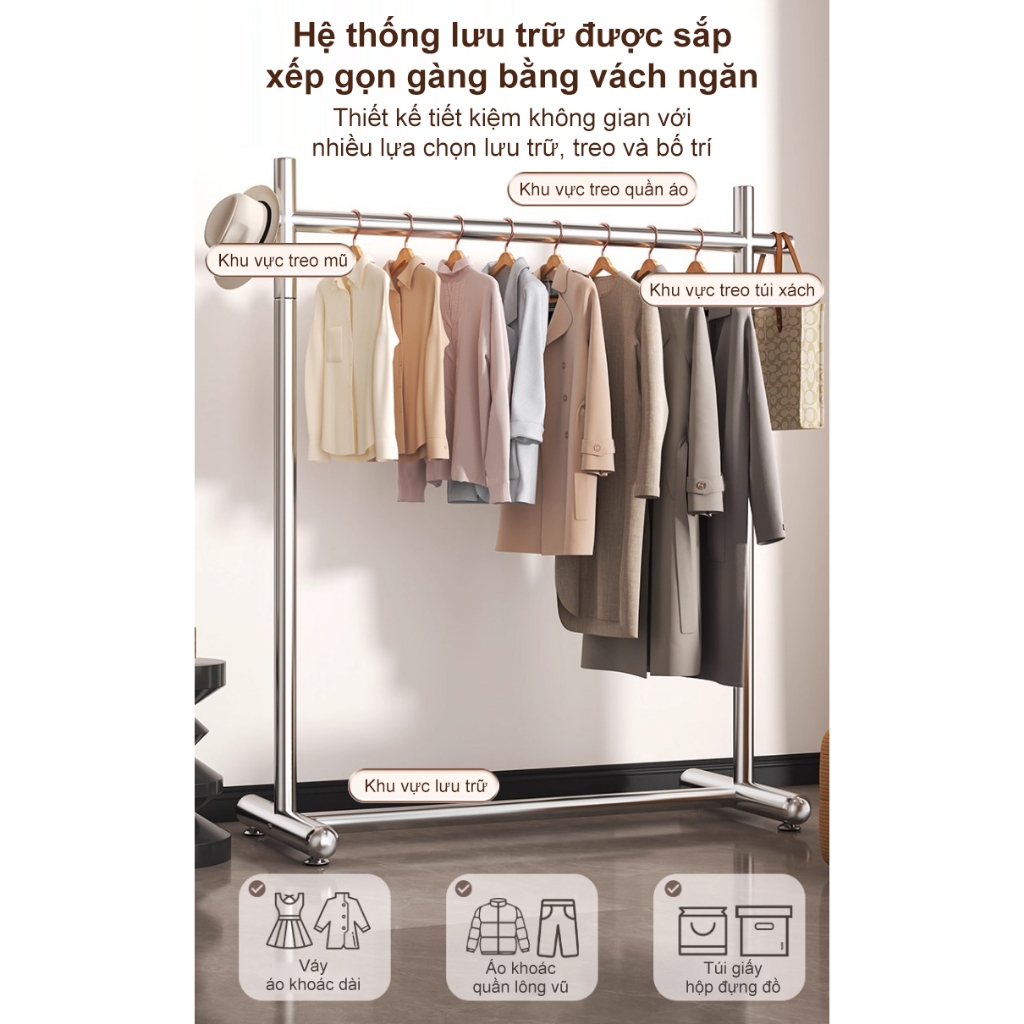 𝐎𝐥𝐢𝐟𝐞 Cây Treo Quần Áo Trong Phòng Giá Treo Quần Áo Inox Cao Cấp Móc Phơi Quần Áo Ổn Định Và Bền Bỉ Chất Liệu Dày