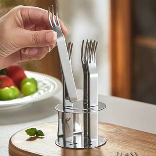 Set 5 Nĩa Ăn Trái Cây Inox 304 Cao Cấp, Thiết Kế 3 Răng Độc Đáo, Mạ Vàng Sang Trọng