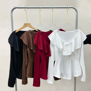 Áo Bigsize Nữ Cổ Bèo Tay Dài Dáng Xòe, Chất Liệu Mềm Nhẹ Không Nhăn, Che Khuyết Điểm 58-92kg A337