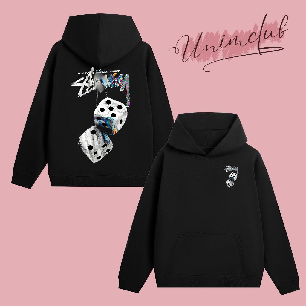 Áo Hoodie Stusxy In Kim Tuyến Lấp Lánh UnimStore Phong Cách Đường Phố Hàn Quốc Nỉ Chân Cua 350gsm
