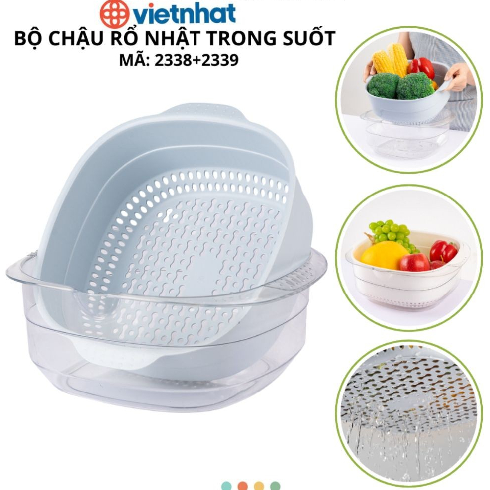 Bộ Chậu Kèm Rổ Trong Suốt Cao Cấp Chính Hãng Việt Nhật