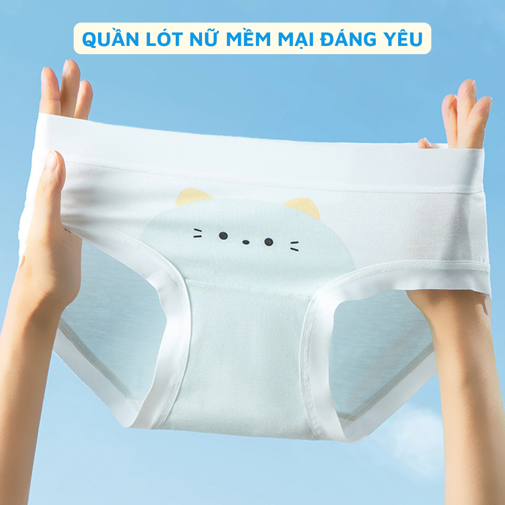 [BST MỚI 2026] Combo 5 quần lót cotton họa tiết dễ thương, quần chíp nữ đáy kháng khuẩn thoáng khí