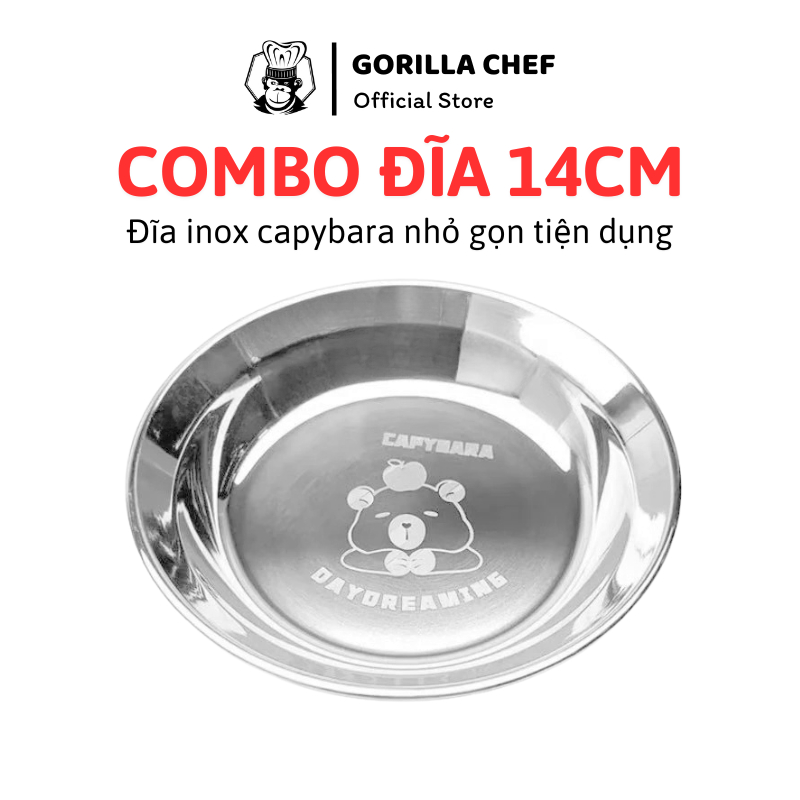 Đĩa Inox Capybara 14cm Gorilla Chef, chất liệu cao cấp, thiết kế nhỏ ...