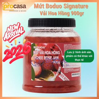 Mới 2026 - 900gr - Mứt Boduo Signature - Vải Hoa Hồng - LYCHEE ROSE JAM - Nguyên liệu pha chế chính hãng