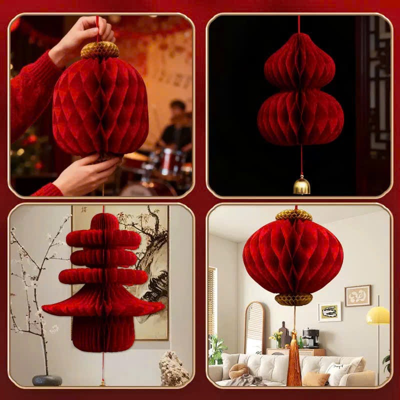 Đèn Lồng Giấy Xếp Đỏ nhiều Kiểu Dáng Ngẫu Nhiên Mẫu Phù Hợp trang trí tết decor không gian quán cafe
