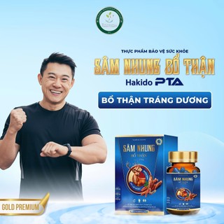 Sâm Nhung Bổ Thận Hakido-PTA - Hỗ trợ tăng cường sinh lực, Bổ thận tráng dương, Mạnh gân cốt Hộp 30 viên