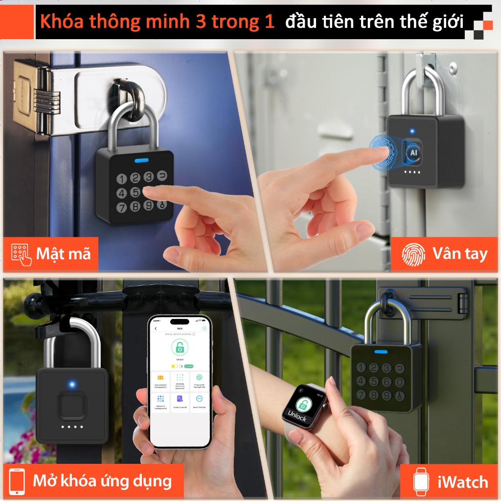 Khóa vân tay thông minh eLinkSmart, Khóa Bluetooth thông minh, Khóa mã số bằng bàn phím