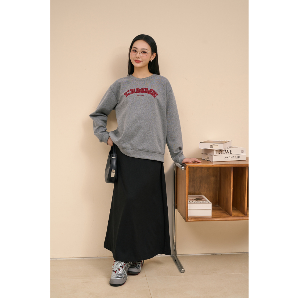Áo sweater bầu dài tay nỉ 2 mặt Lamme Sweater co giãn 4 chiều basic dễ phối đồ thiết kế bởi L'AMME