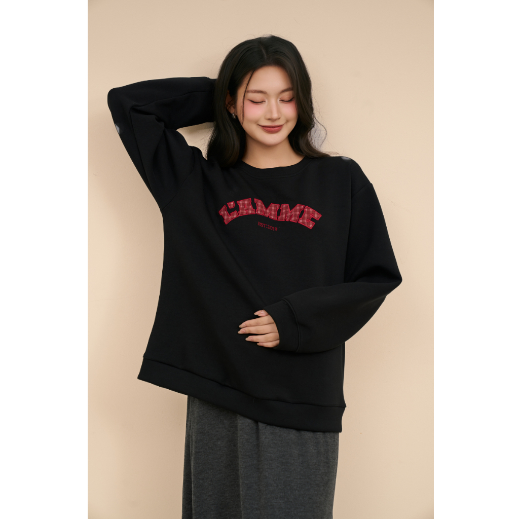Áo sweater bầu dài tay nỉ 2 mặt Lamme Sweater co giãn 4 chiều basic dễ phối đồ thiết kế bởi L'AMME