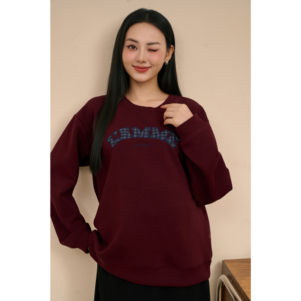 Áo sweater bầu dài tay nỉ 2 mặt Lamme Sweater co giãn 4 chiều basic dễ phối đồ thiết kế bởi L'AMME