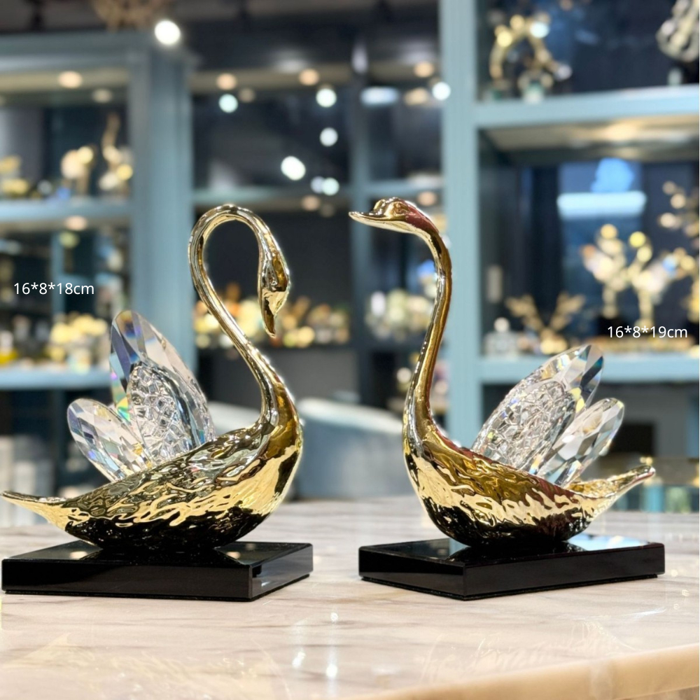 Cặp thiên nga mạ vàng phale đế đá cao cấp quà tặng doanh nghiệp quà tân gia sinh nhật