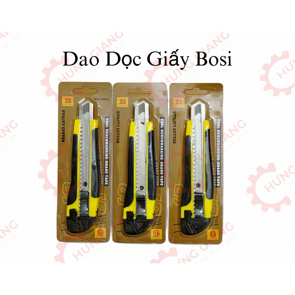 Dao Dọc Giấy Bosi lưỡi 18mm Dùng Văn Phòng, Cắt Dây Điên, Bìa Cứng