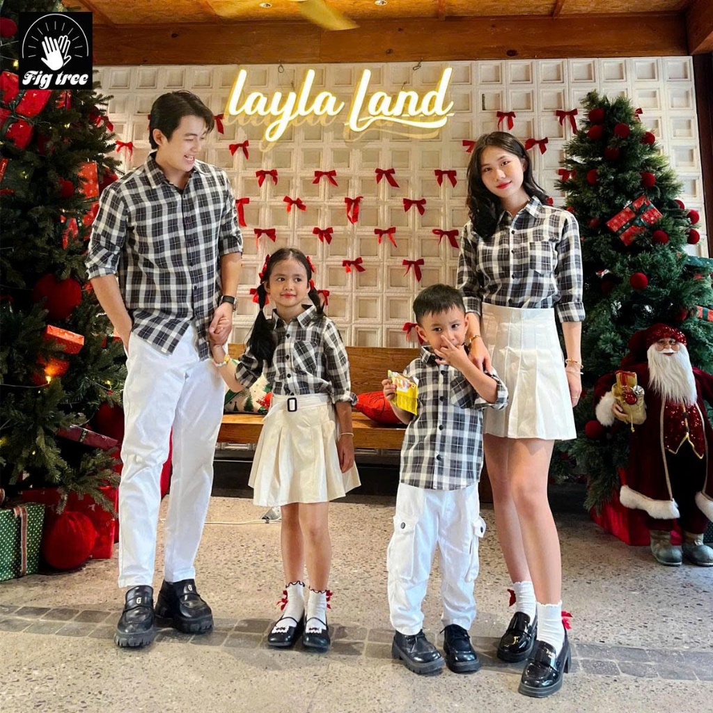 Áo Sơ Mi Gia Đình Fig Tree Caro Đen Thời trang Cho Gia Đình Đi Chơi, Đi Tiệc, Chất Dày Dặn, MS 168B
