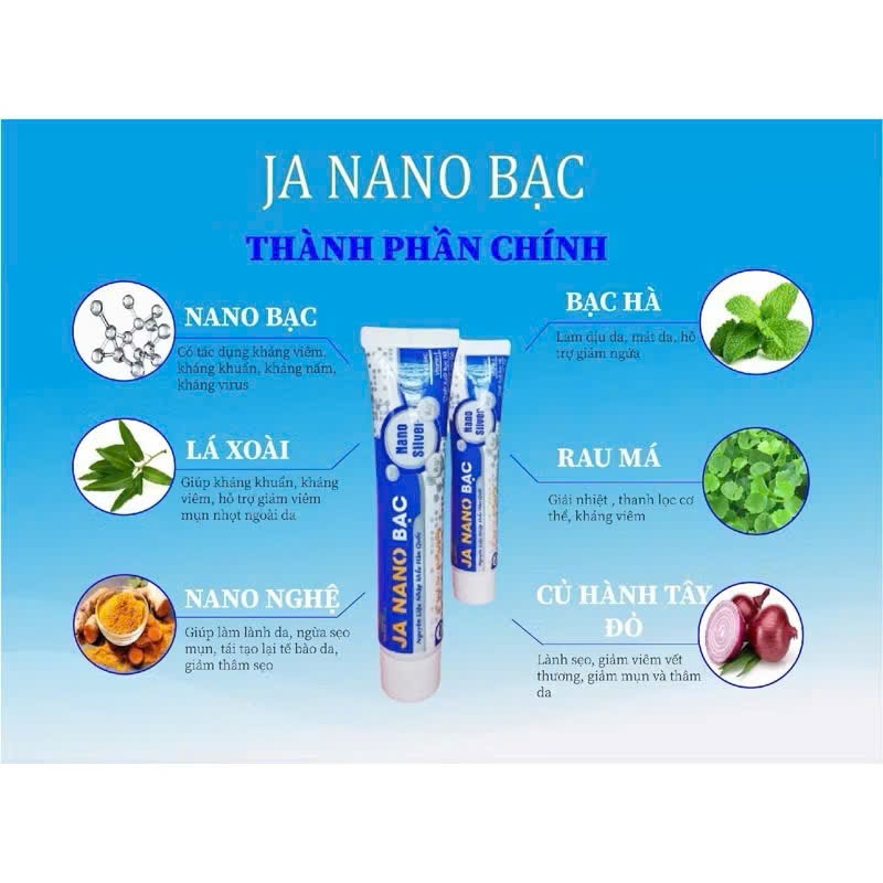 Kem Bôi Nấm Ngứa Viêm Da JA NANO BẠC - Hỗ Trợ Vảy Nến, Viêm Da Cơ Địa, Chàm Da, Da Tiết Bã, Nấm Da, Hắc Lào, Á Sừng