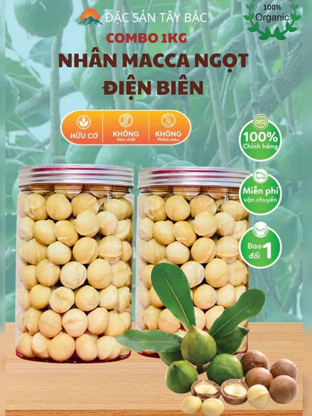 Combo 1kg Nhân Hạt MACCA Điện Biên Sấy, Hạt Sấy Dinh Dưỡng Thơm Ngon